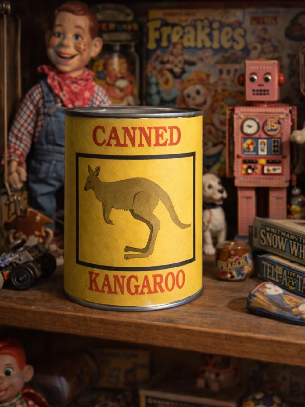 Vintage Kangaroo Stuffed Animal in a Can | Sealed Plush Surprise Toy